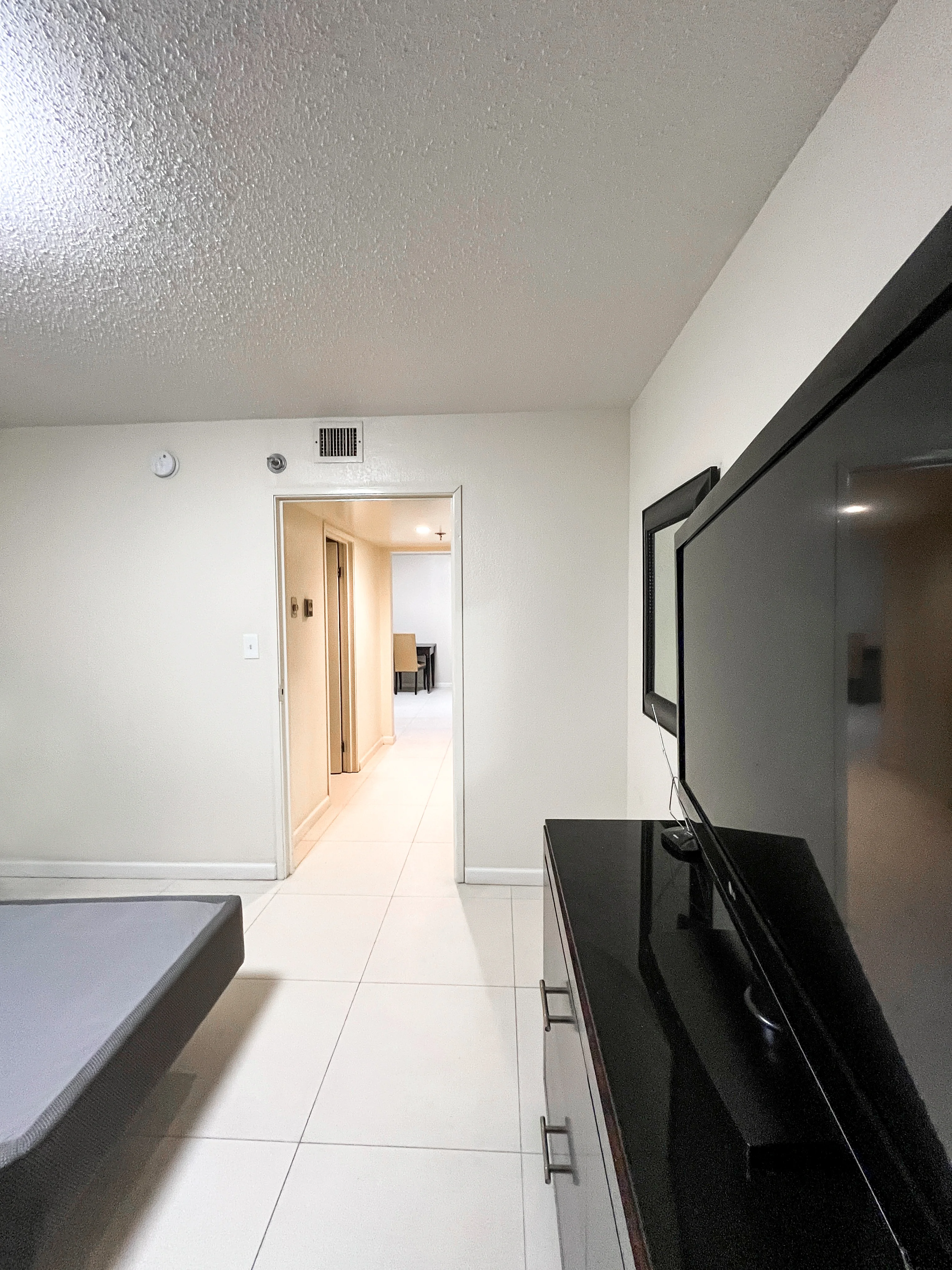 Apartment sleeping area and hallway